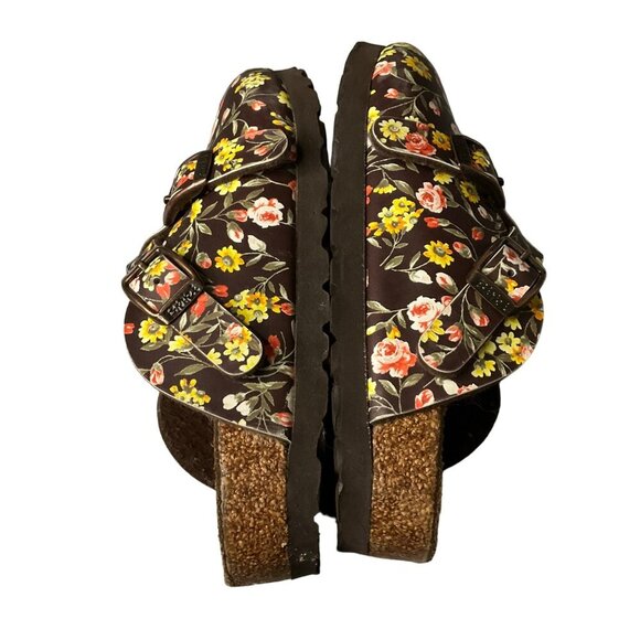 Birki's by Birkenstock Floral Clogs size kids 10 Brown Leather Adjustable Straps - Picture 9 of 11